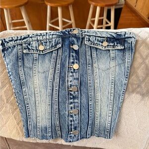 Tractr Blue Button-Up Women's Denim Corset